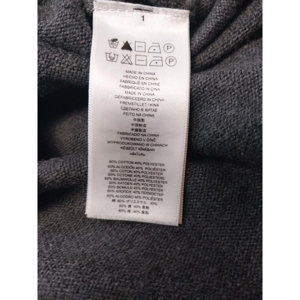 Michael Kors Gray/Navy Cotton Pullover Sweater Women's Sm. Crew Long Sleeve